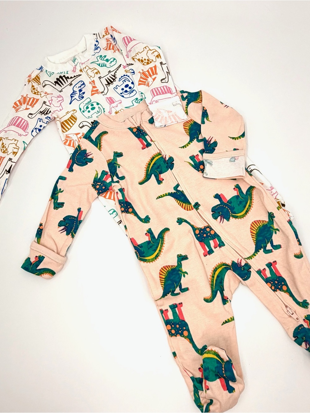 Old Navy Baby 0-3M Dinosaur Footed Sleepers 2-Pack 2-Way Zip